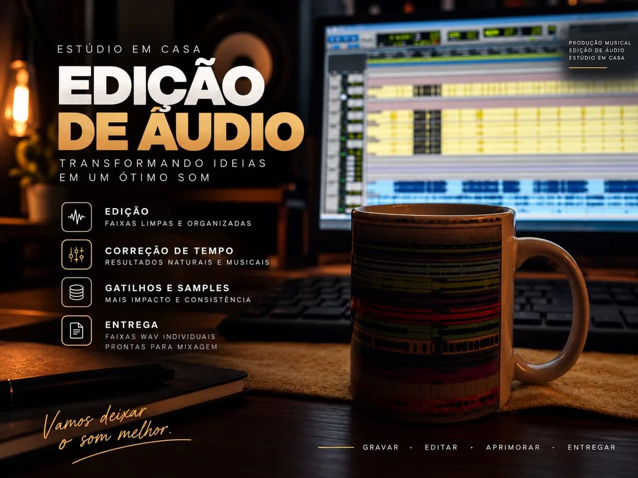 Edição de Áudio Profissional para Músicas, Podcasts e Produções