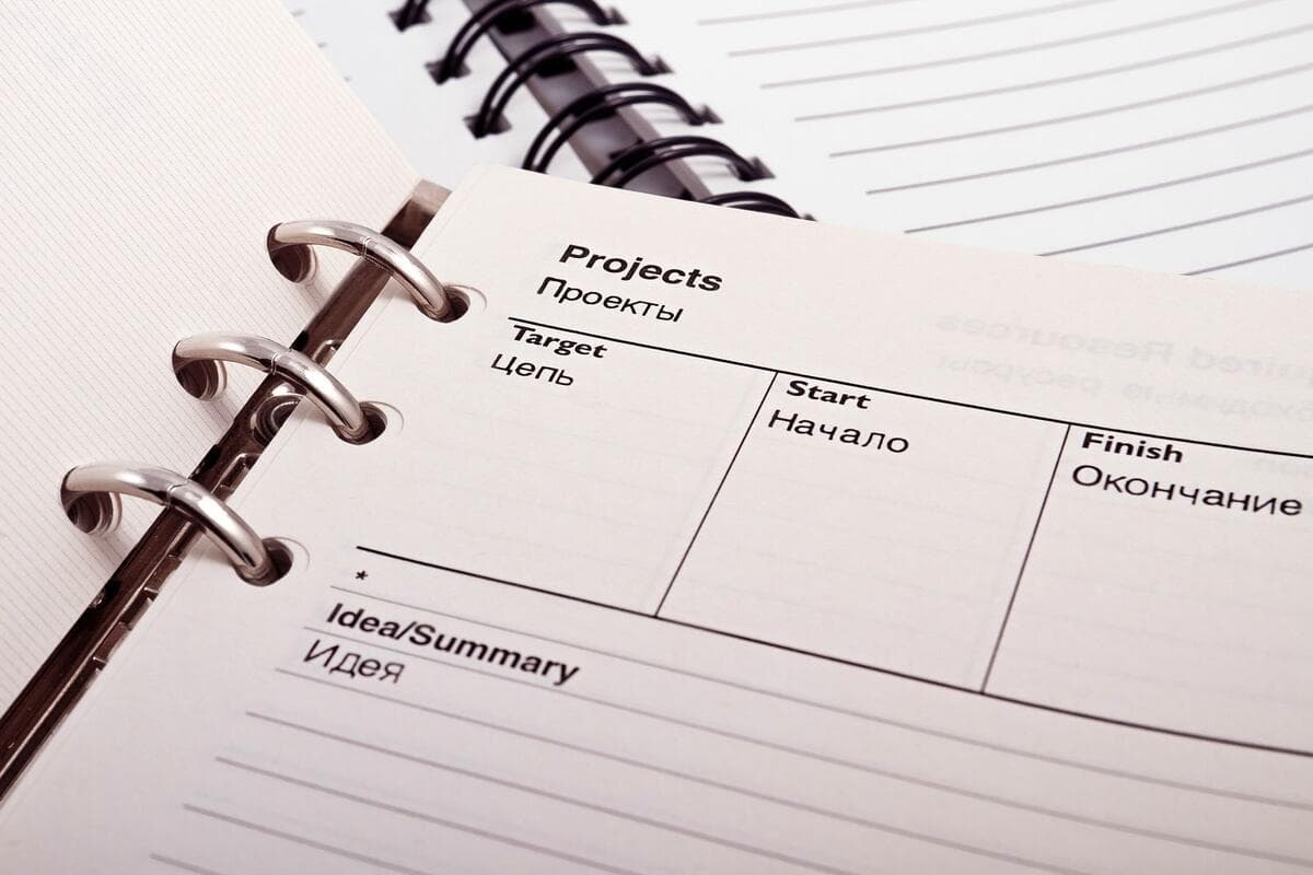 O questionário de entrada e a reunião de alinhamento Planner aberto com o cronograma do projeto do novo cliente